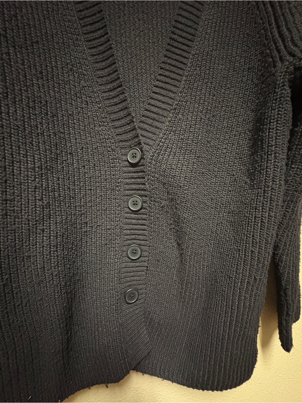 Express Black Ribbed Button-Front Cardigan - Picture 2 of 4